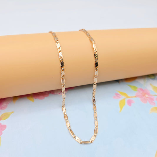 Textured Rose Gold Chain Necklace, 18+2 Inch, Gold Plated Brass, XPNL0104 (2011-4)