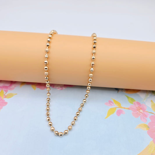 Rose Gold Beaded Ball Chain Necklace, 20 Inch, Gold Plated Brass, XPNL0106 (2011-6)