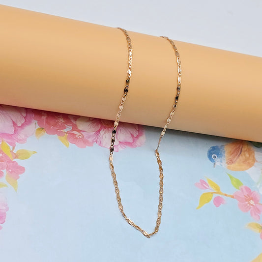 Textured Link Rose Gold Chain Necklace, 18+2 Inch, Gold Plated Brass, XPNL0110 (2011-10)