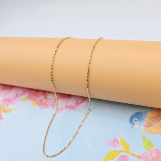 Classic Box Chain Rose Gold Necklace, 18 Inch, Gold Plated Brass, XPNL0111 (2012-1)