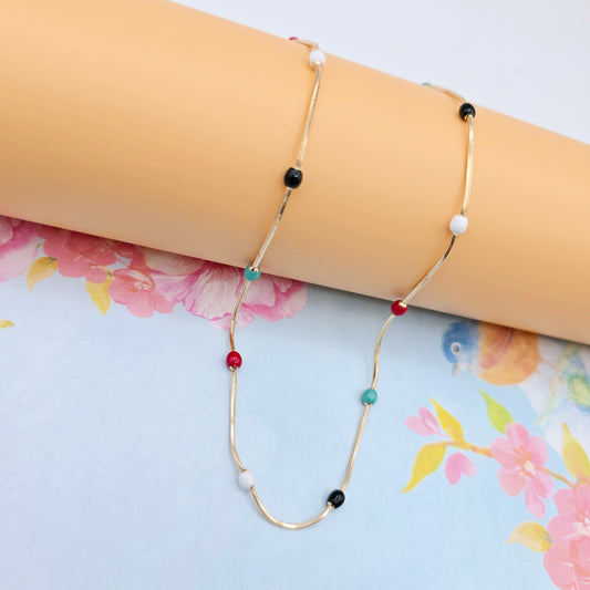 Elegant Rose Gold Necklace with Multicolor Beads, XPNL0116 (2012-6)