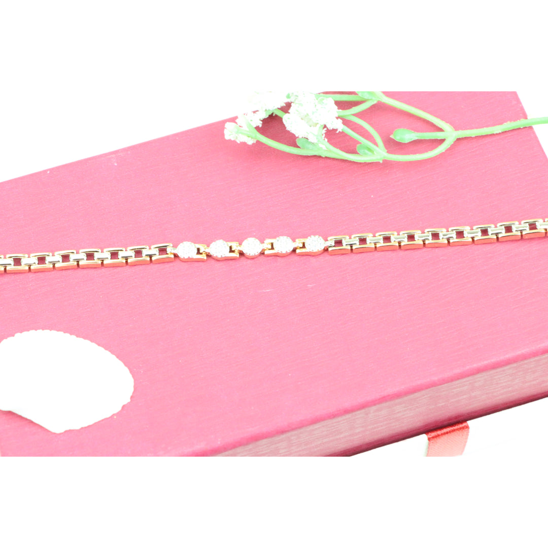 Rose Gold &amp; Silver Dual Tone Sparkle Bracelet with Round CZ, XPBL0850 (2085-9)