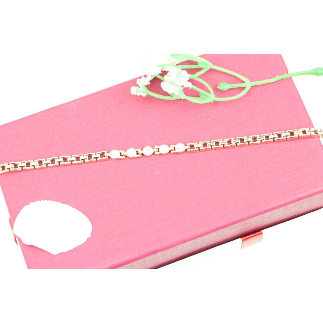 Rose Gold &amp; Silver Dual Tone Sparkle Bracelet with Round CZ, XPBL0850 (2085-9)