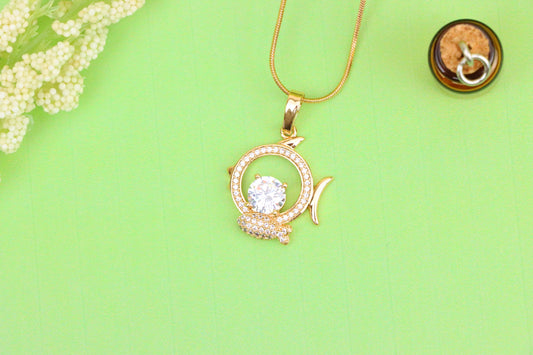 Rose Gold Pisces Pendant with CZ Accents in Zodiac Fish Design, XPPT1550 (2143-2)