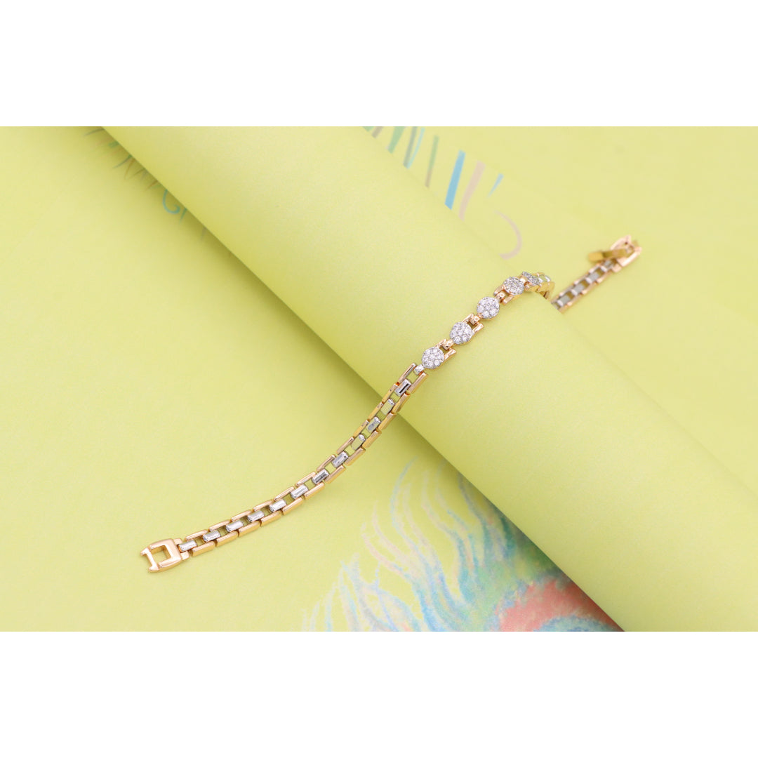 Rose Gold &amp; Silver Dual Tone Sparkle Bracelet with Round CZ, XPBL0850 (2085-9)