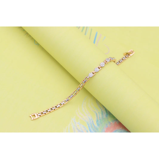 Rose Gold &amp; Silver Dual Tone Sparkle Bracelet with Round CZ, XPBL0850 (2085-9)