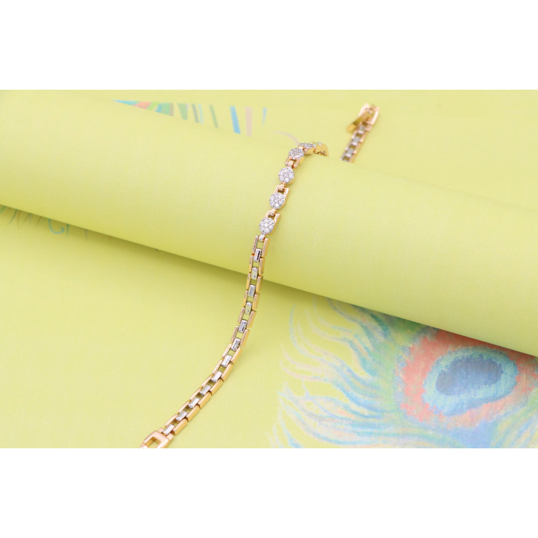 Rose Gold &amp; Silver Dual Tone Sparkle Bracelet with Round CZ, XPBL0850 (2085-9)