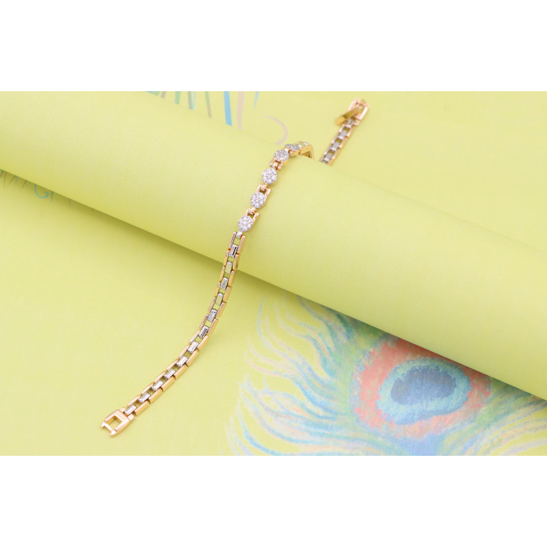 Rose Gold &amp; Silver Dual Tone Sparkle Bracelet with Round CZ, XPBL0850 (2085-9)