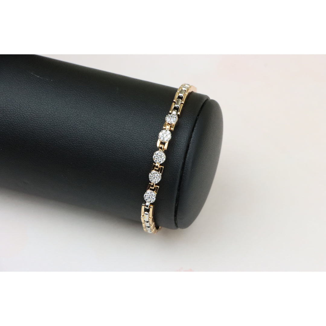 Rose Gold &amp; Silver Dual Tone Sparkle Bracelet with Round CZ, XPBL0850 (2085-9)