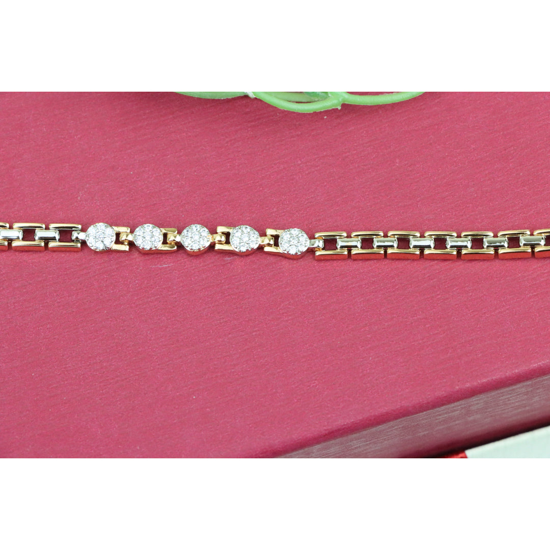 Rose Gold &amp; Silver Dual Tone Sparkle Bracelet with Round CZ, XPBL0850 (2085-9)