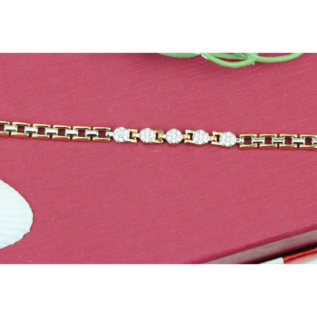 Rose Gold &amp; Silver Dual Tone Sparkle Bracelet with Round CZ, XPBL0850 (2085-9)