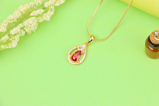 Teardrop Red Pendant with Crystals and Gold Plated Finish, XPPT1692 (2164-4)