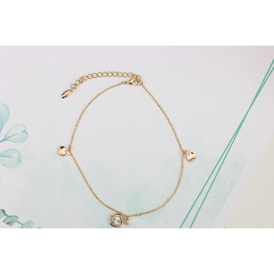 Sparkling Apple Charm Rose Gold Bracelet with Adjustable Fit, XPBL0851 (2085-10)