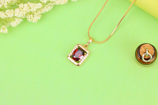 Elegant Red CZ Rose Gold Pendant with Mini Crystal Accents, XPPT1552 (2143-4)