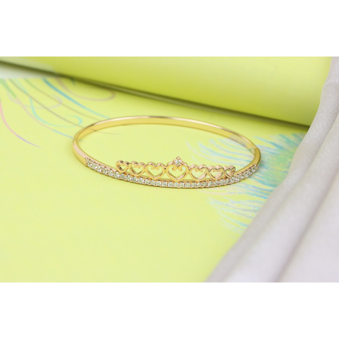 Rose Gold Bangle with Heart &amp; Stone Accent, XPBL0414 (2042-4)