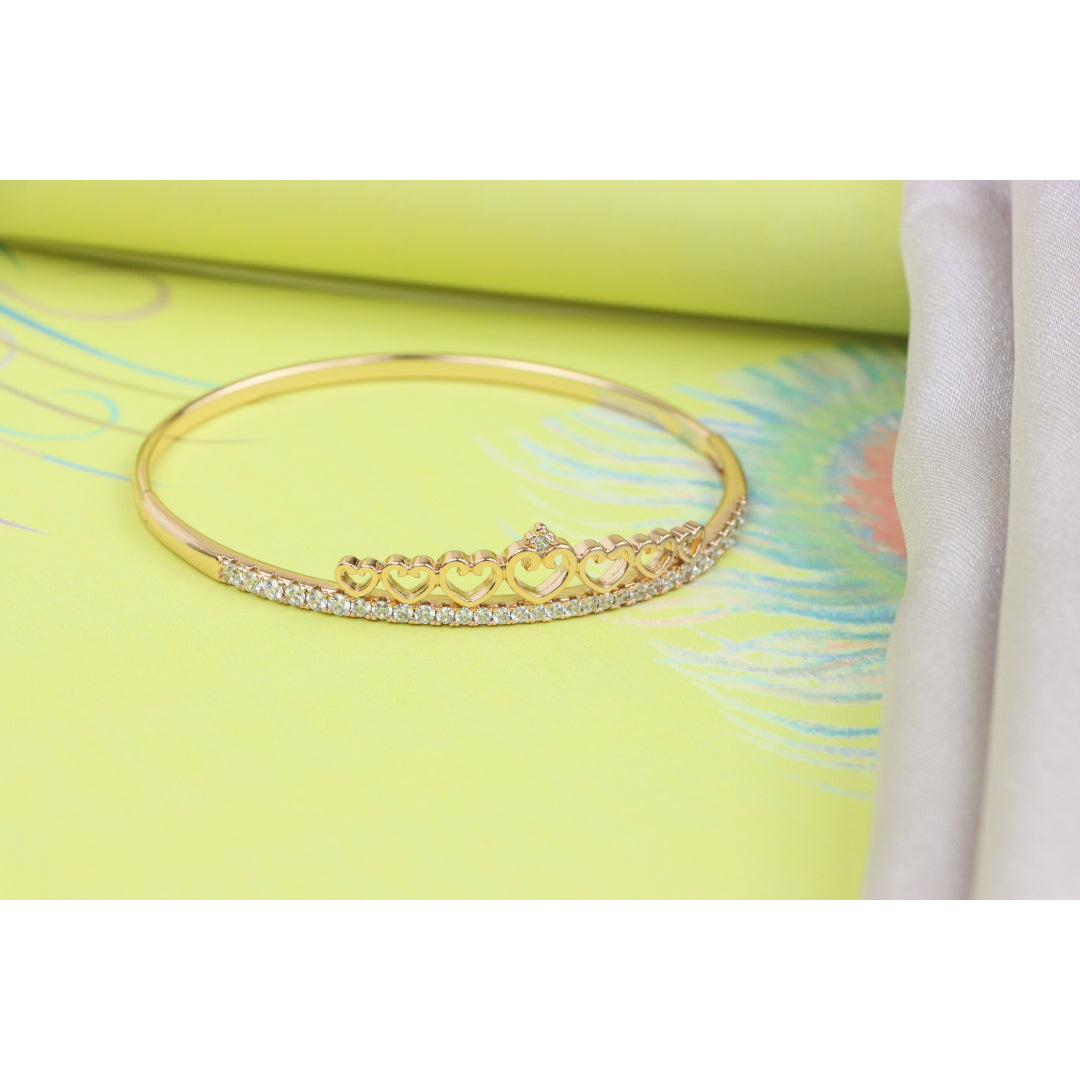 Rose Gold Bangle with Heart &amp; Stone Accent, XPBL0414 (2042-4)