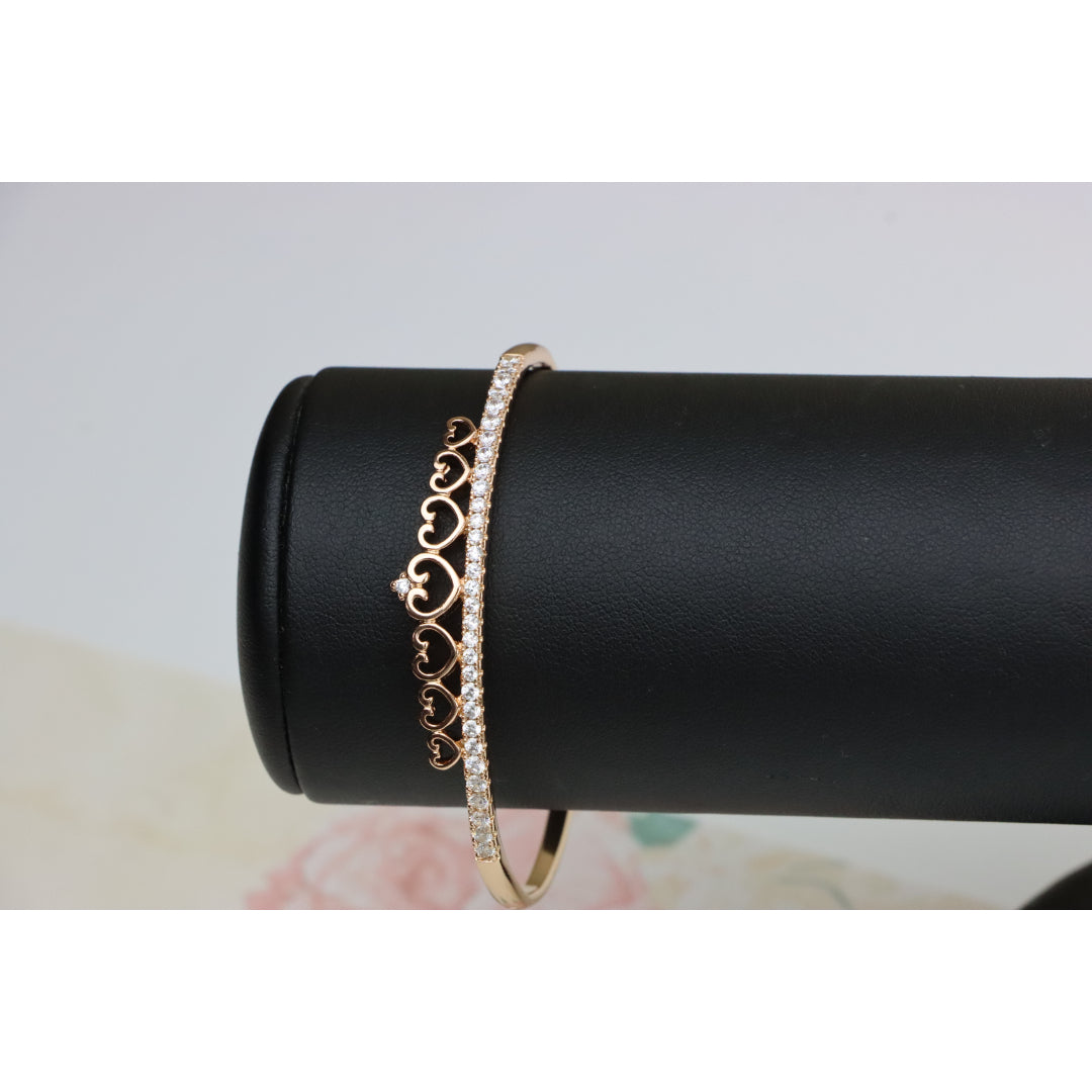 Rose Gold Bangle with Heart &amp; Stone Accent, XPBL0414 (2042-4)