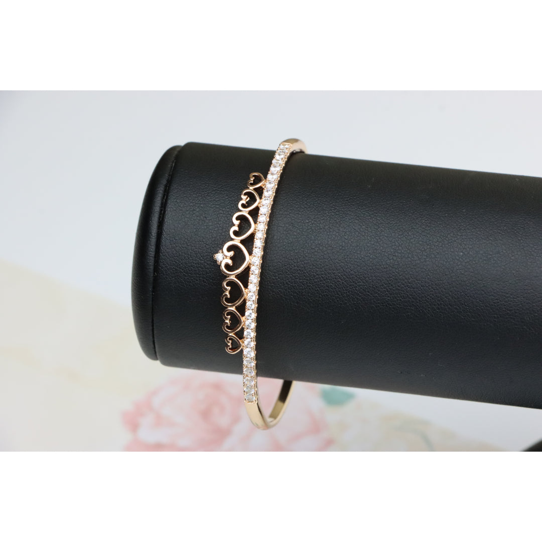 Rose Gold Bangle with Heart &amp; Stone Accent, XPBL0414 (2042-4)