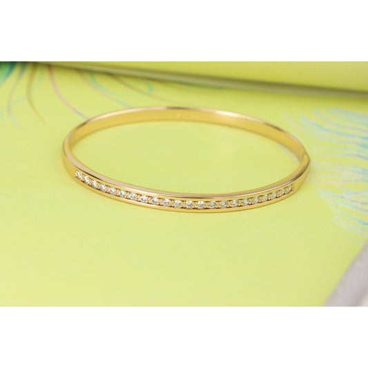 Elegant Rose Gold Bangle with CZ Stones in Sleek Minimal Design, XPBL0415 (2042-5)