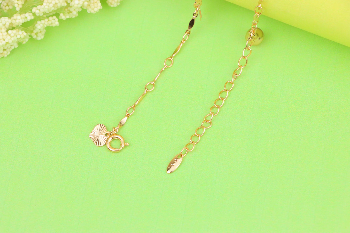 "Elegant Rose Gold Anklet with Floral &amp; Star Charms, XPAL1176 (2118-5)