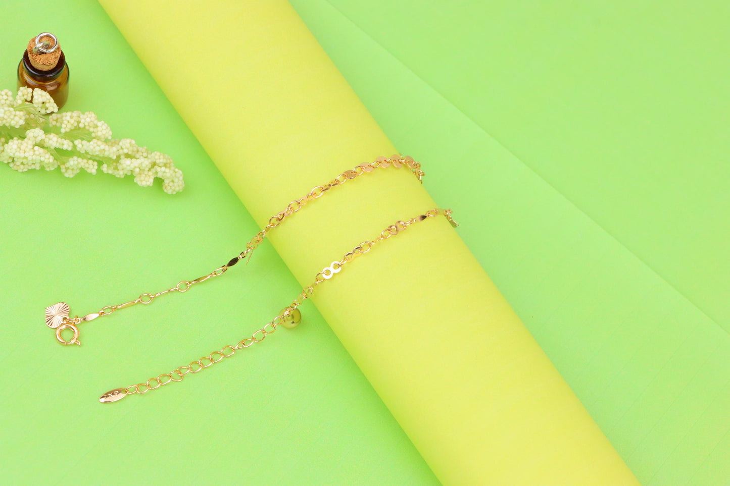 "Elegant Rose Gold Anklet with Floral &amp; Star Charms, XPAL1176 (2118-5)
