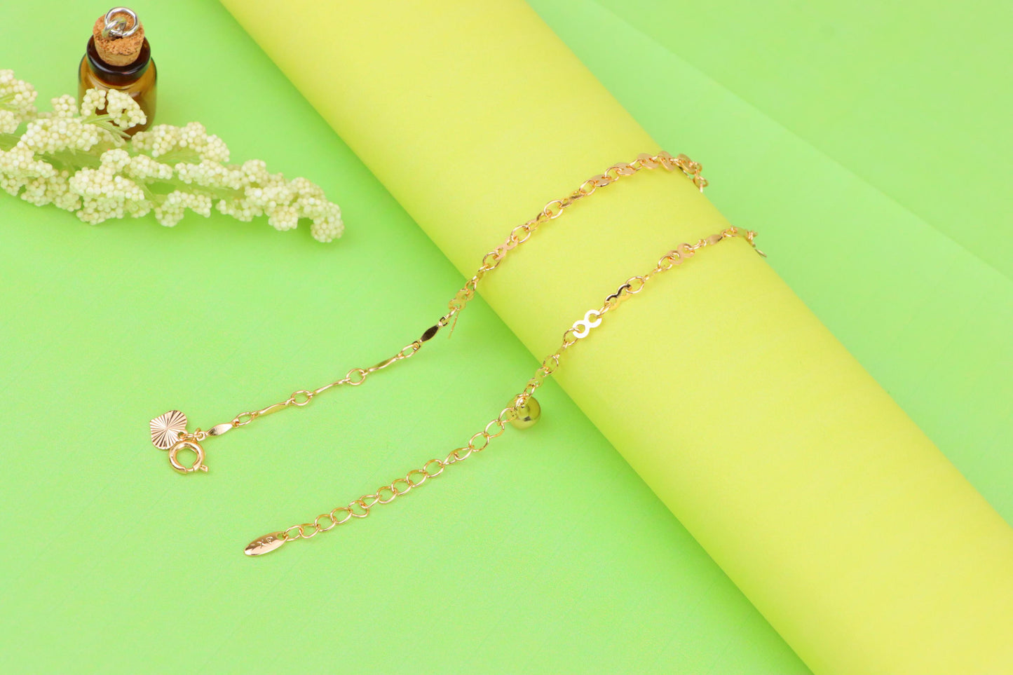 "Elegant Rose Gold Anklet with Floral &amp; Star Charms, XPAL1176 (2118-5)
