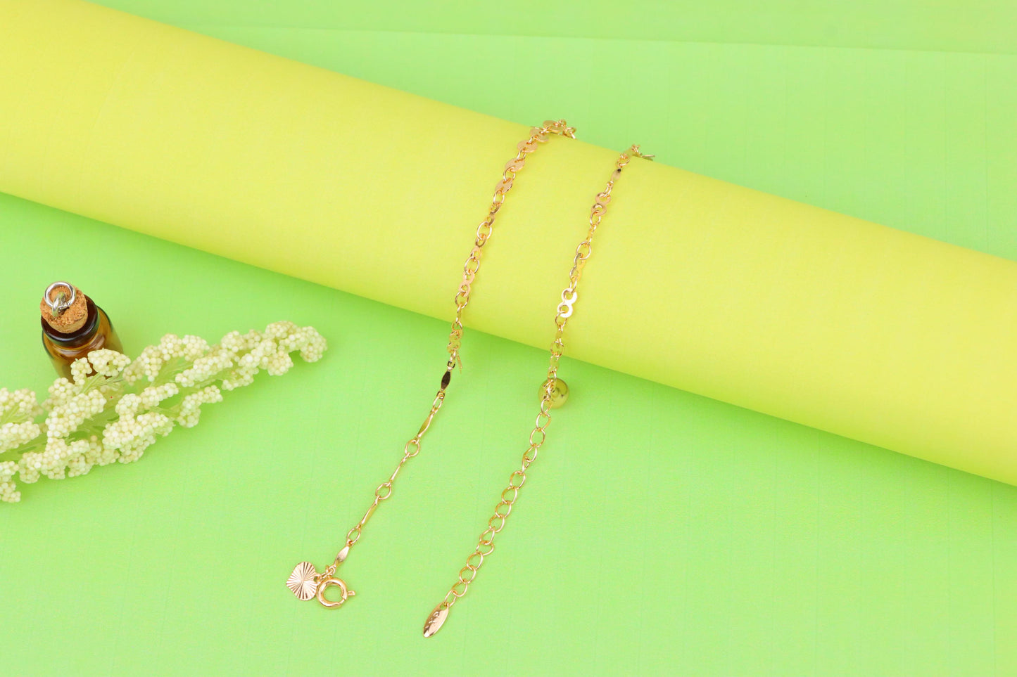 "Elegant Rose Gold Anklet with Floral &amp; Star Charms, XPAL1176 (2118-5)