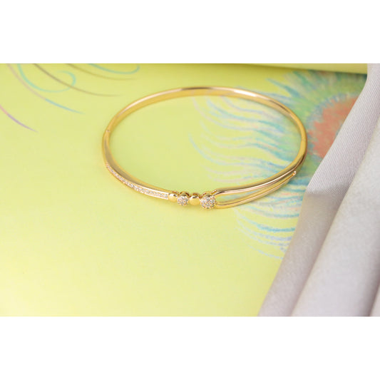 Radiant Rose Gold Bangle with Pave &amp; Beaded Detailing, XPBL0416 (2042-6)
