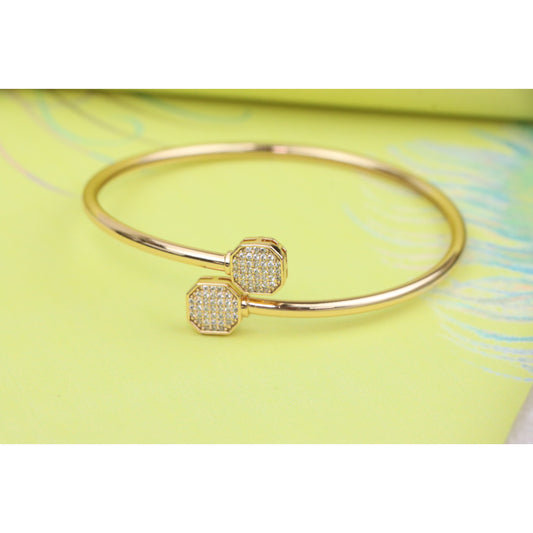 Rose Gold Plated Adjustable Bangle with Octagon Crystal Ends, XPBL0417 (2042-7)