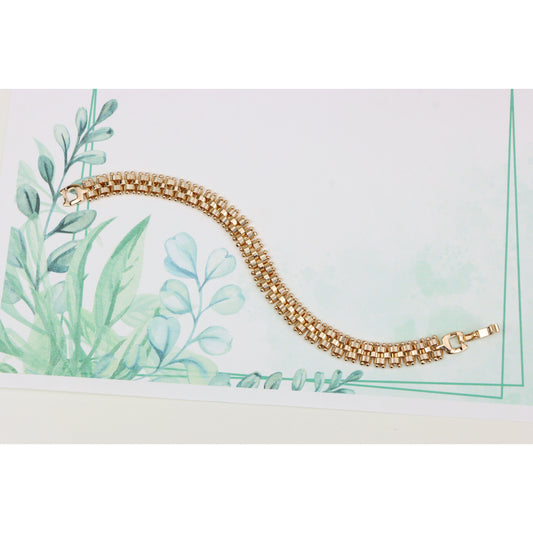 Elegant Rose Gold Wide Link Bracelet with Beaded Edge Design, XPBL0859 (2086-8)