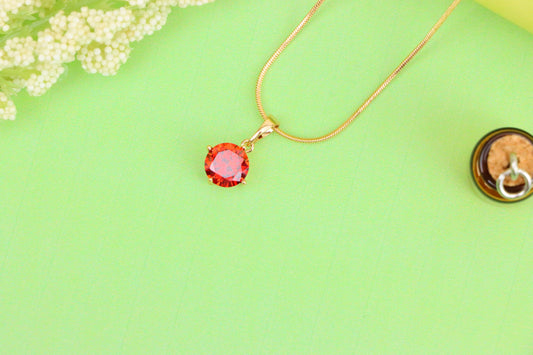 Round Red Stone Pendant in Rose Gold Finish, XPPT1559 (2143-10)