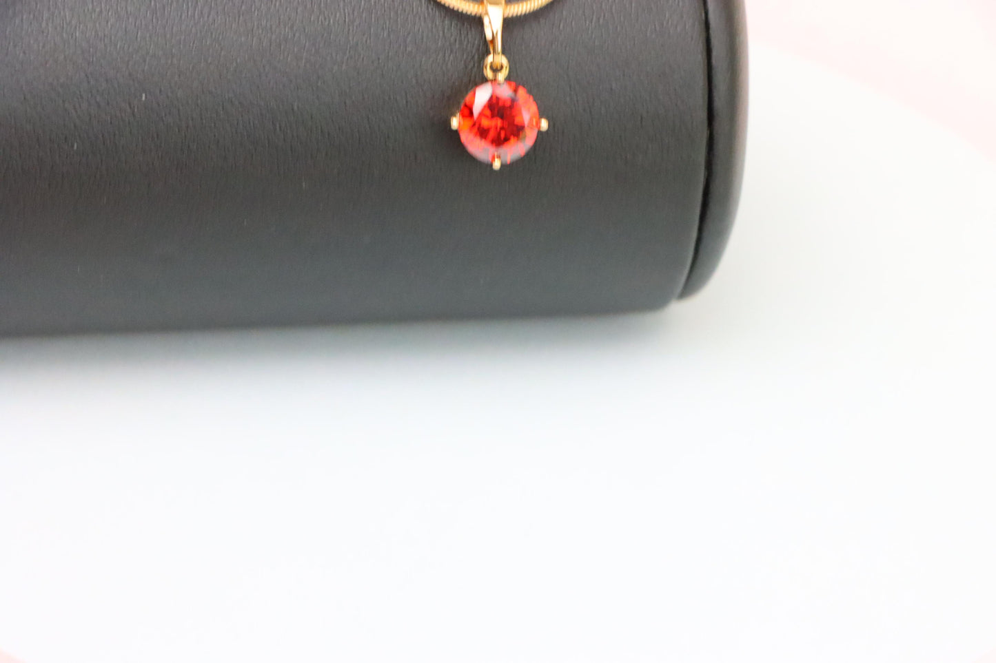 Round Red Stone Pendant in Rose Gold Finish, XPPT1559 (2143-10)
