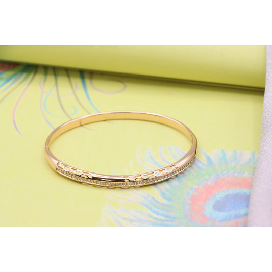 Rose Gold Bangle with Oval Cutout &amp; Delicate Crystal Lining, XPBL0420 (2042-9)