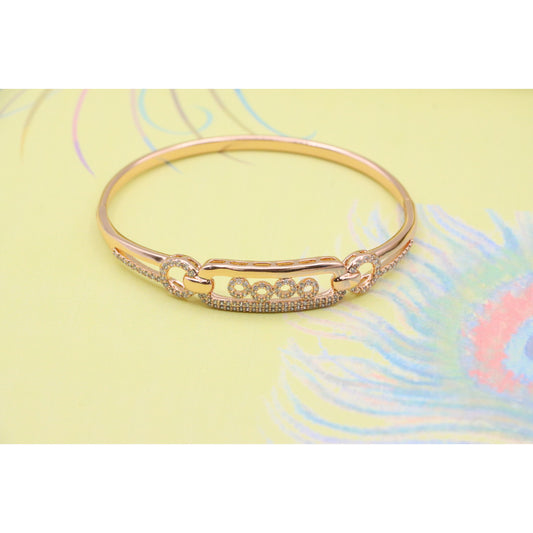 Elegant Rose Gold Bangle with Circle Accents and Crystal Detailing, XPBL0421 (2043-1)
