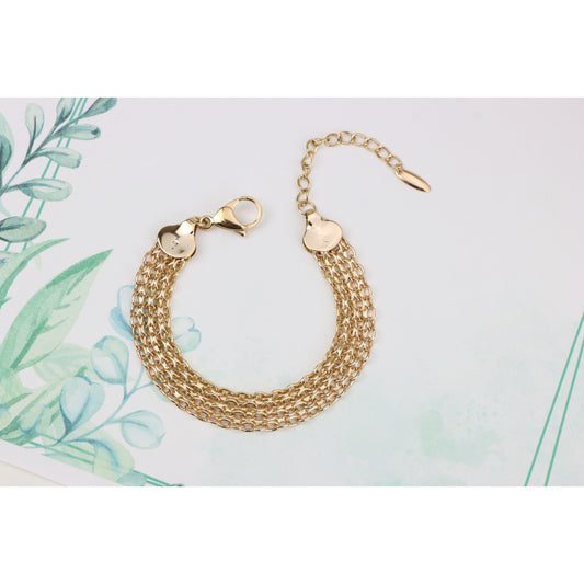 Elegant Rose Gold Multi-Chain Bracelet with Adjustable Length, XPBL0861 (2086-10)