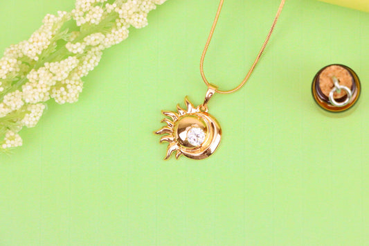 Round Green Stone Pendant in Rose Gold Finish, XPPT1561 (2144-1)