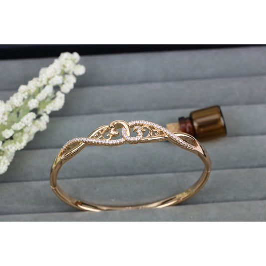 Rose Gold Plated Bangle with Curvy Heart Cutwork and Sparkling CZ, XPBL0424 (2043-4)