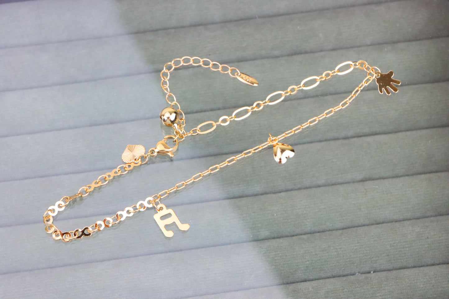 Rose Gold Plated Anklet with Music Note &amp; Charms, XPAL1181 (2118-10)