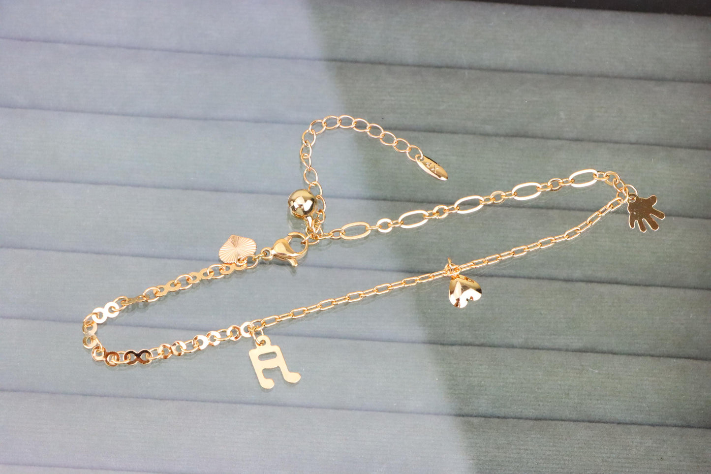 Rose Gold Plated Anklet with Music Note &amp; Charms, XPAL1181 (2118-10)
