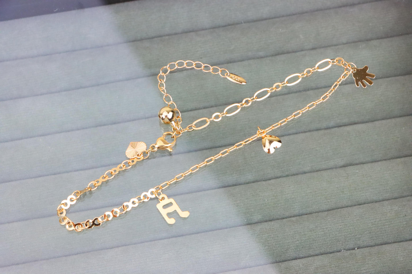 Rose Gold Plated Anklet with Music Note &amp; Charms, XPAL1181 (2118-10)