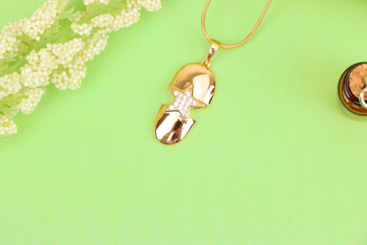 Star Accent Nail Design Rose Gold Pendant with Crystals, XPPT1564 (2144-4)
