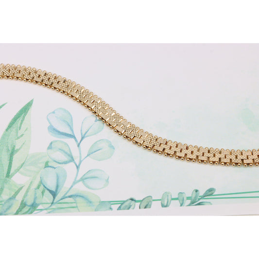 Elegant Textured Rose Gold Bracelet with Polished Bead Edges, XPBL0865 (2087-4)