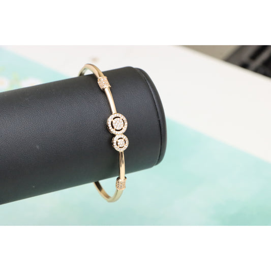 Dual Circle Design Rose Gold Bangle with Sparkling Accents, XPBL0430 (2043-10)