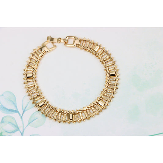 Elegant Rose Gold Plated Textured Chain Bracelet, XPBL0867 (2087-6)
