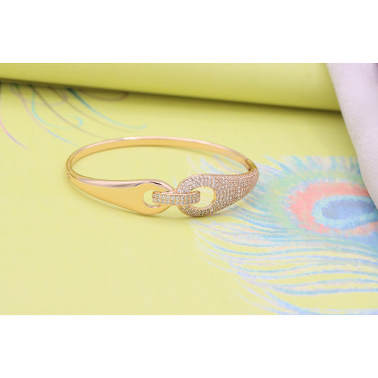Elegant Rose Gold Bangle with Pave Link Design for Women, XPBL0434 (2044-4)