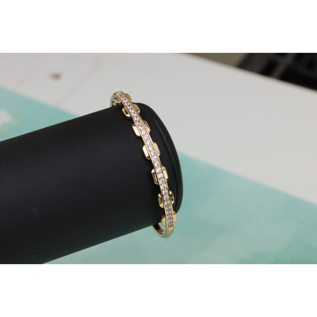 Rose Gold Bangle with Unique Textured Detailing and CZ Accents, XPBL0436 (2044-6)