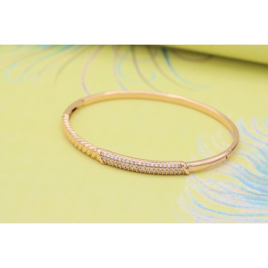 Elegant Rose Gold Bangle with Twisted and Pave Stone Design, XPBL0438 (2044-8)