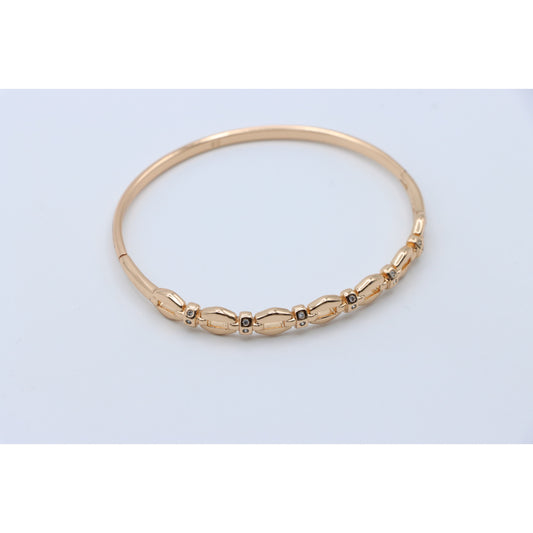 Elegant Linked Design Rose Gold Bangle with Sparkling Accents, XPBL0439 (2044-9)