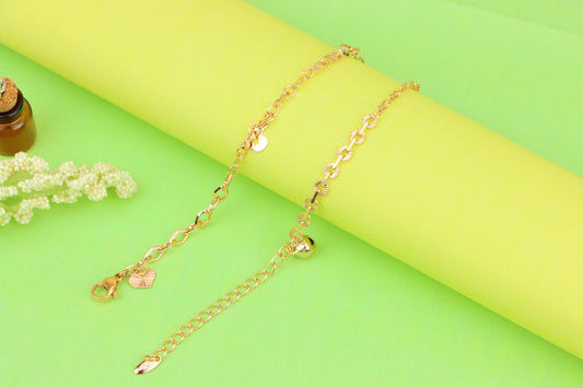 Butterfly Charm Rose Gold Anklet with Dual Chain Accent, XPAL1188 (2119-7)