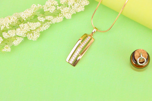 Vertical Bar Rose Gold Pendant with Crystal Strip, XPPT1574 (2145-4)